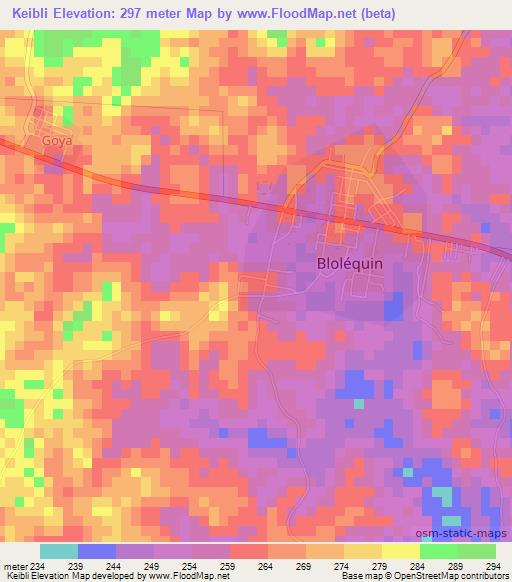 Keibli,Ivory Coast Elevation Map