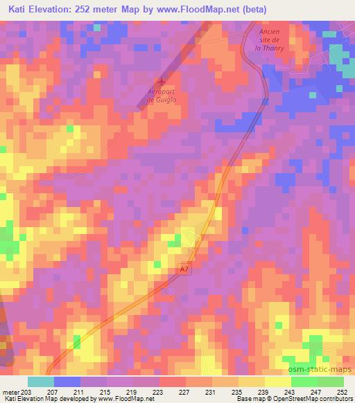 Kati,Ivory Coast Elevation Map