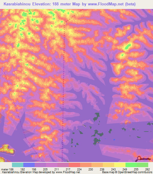 Kasrabiahinou,Ivory Coast Elevation Map