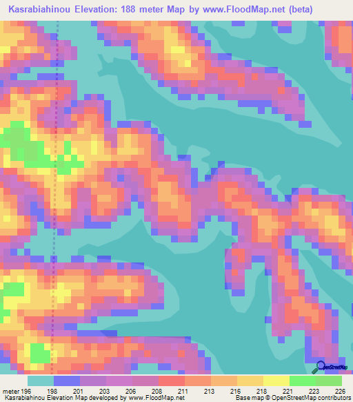 Kasrabiahinou,Ivory Coast Elevation Map