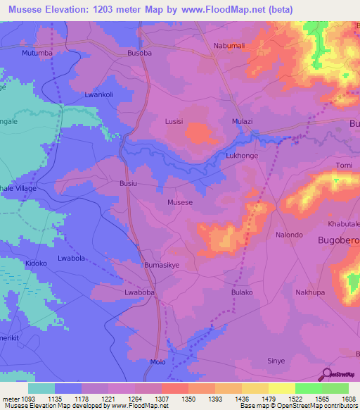 Musese,Uganda Elevation Map