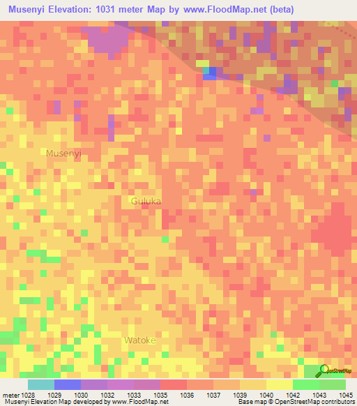 Musenyi,Uganda Elevation Map