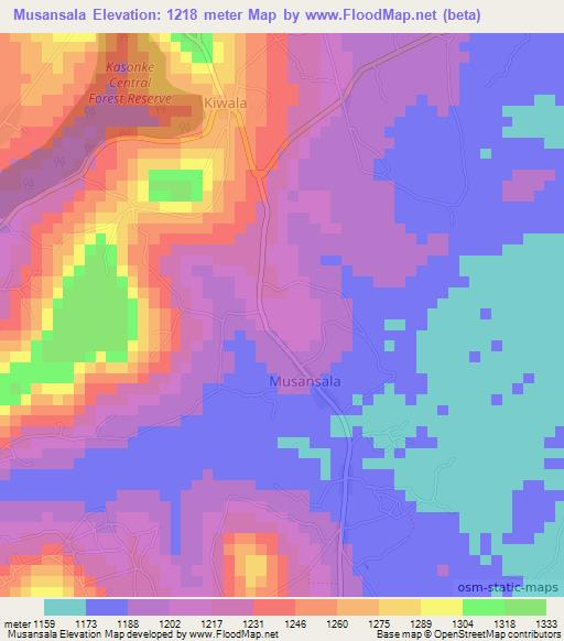 Musansala,Uganda Elevation Map