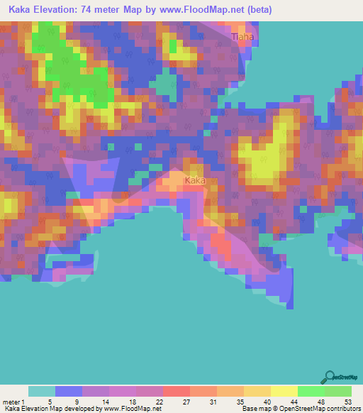 Kaka,Ivory Coast Elevation Map