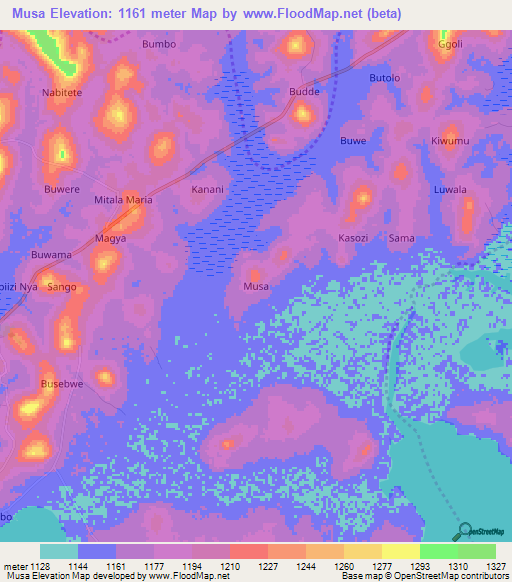 Musa,Uganda Elevation Map