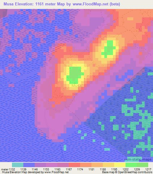 Musa,Uganda Elevation Map