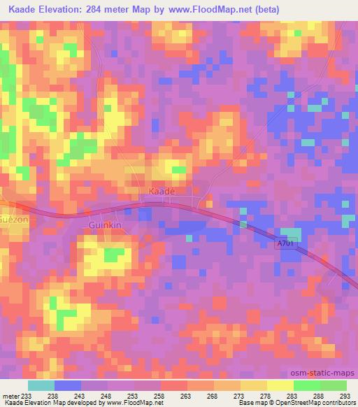 Kaade,Ivory Coast Elevation Map
