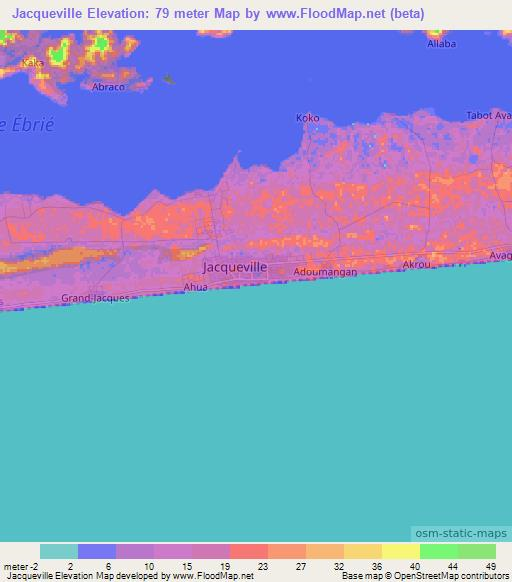Jacqueville,Ivory Coast Elevation Map