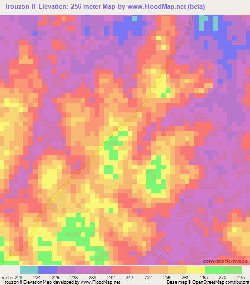 Irouzon II,Ivory Coast Elevation Map