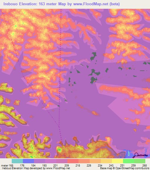 Irebouo,Ivory Coast Elevation Map