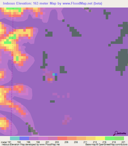 Irebouo,Ivory Coast Elevation Map