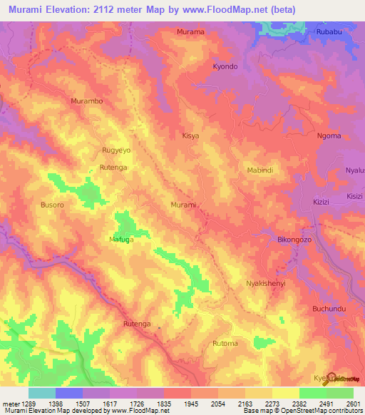 Murami,Uganda Elevation Map
