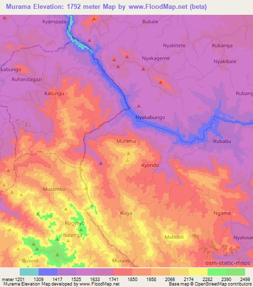 Murama,Uganda Elevation Map
