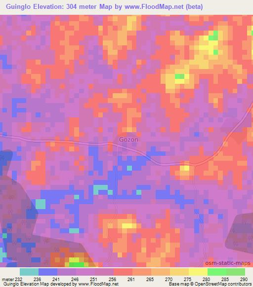 Guinglo,Ivory Coast Elevation Map