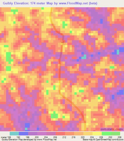 Guibly,Ivory Coast Elevation Map