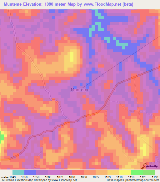 Munteme,Uganda Elevation Map