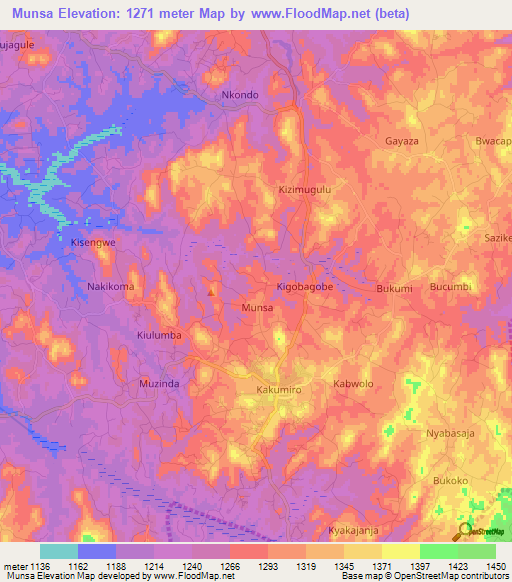 Munsa,Uganda Elevation Map