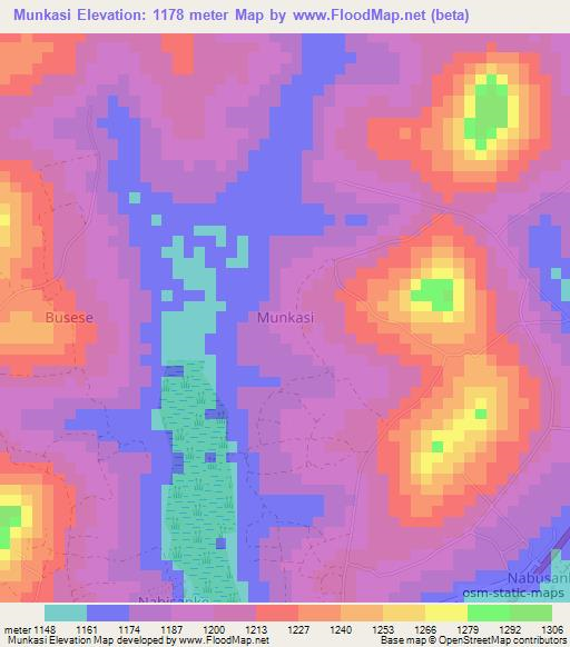 Munkasi,Uganda Elevation Map