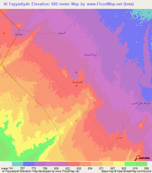 Al Fayyadiyah,Syria Elevation Map