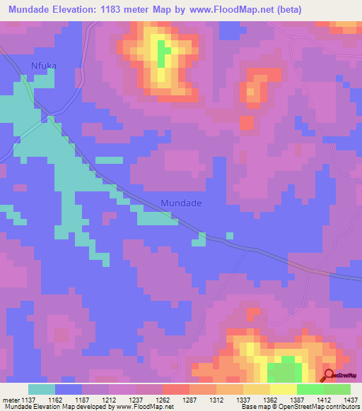 Mundade,Uganda Elevation Map
