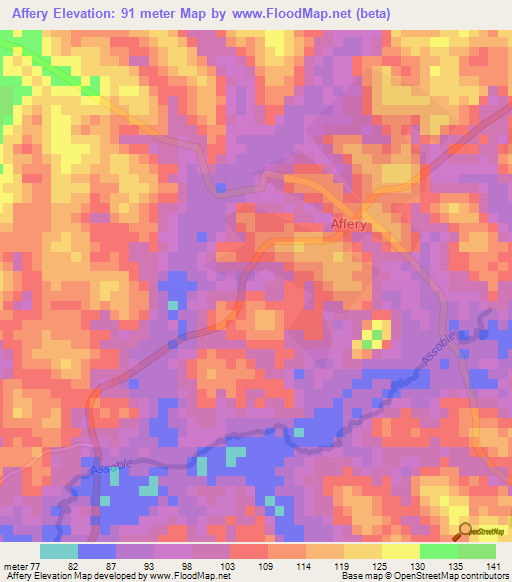 Affery,Ivory Coast Elevation Map