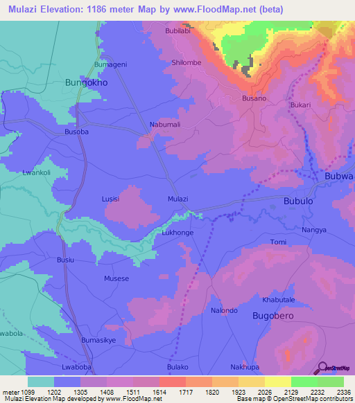 Mulazi,Uganda Elevation Map