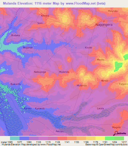 Mulanda,Uganda Elevation Map
