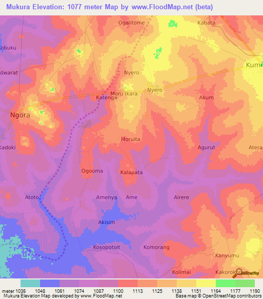 Mukura,Uganda Elevation Map