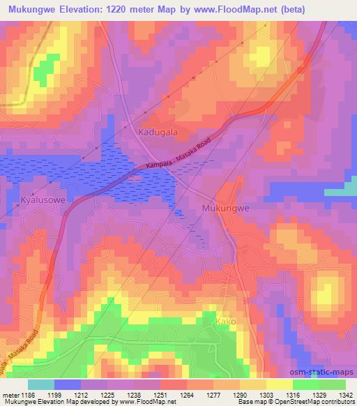 Mukungwe,Uganda Elevation Map
