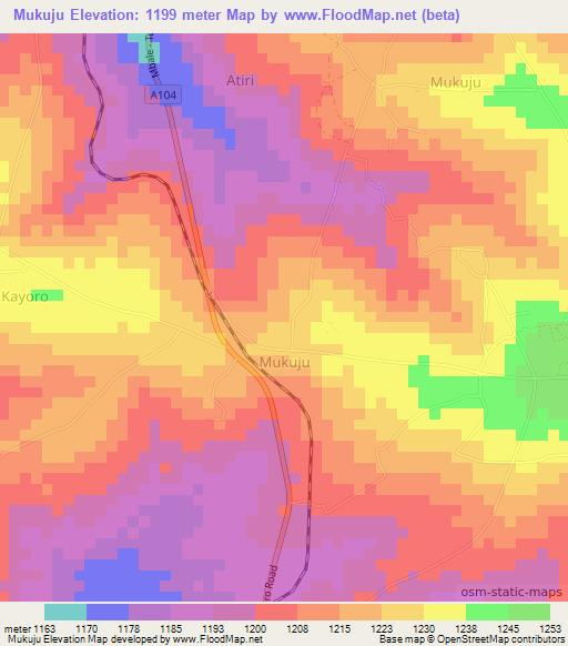 Mukuju,Uganda Elevation Map