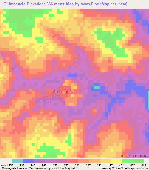 Guinteguela,Ivory Coast Elevation Map