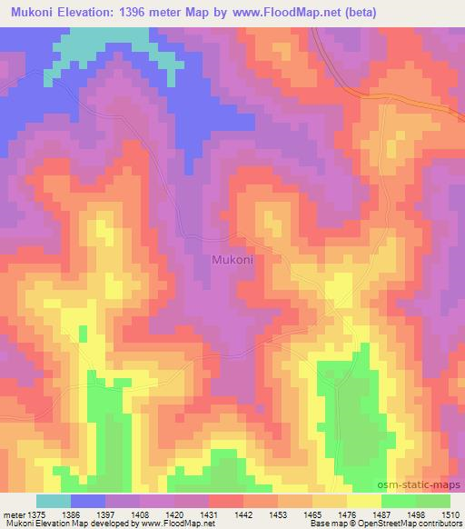 Mukoni,Uganda Elevation Map