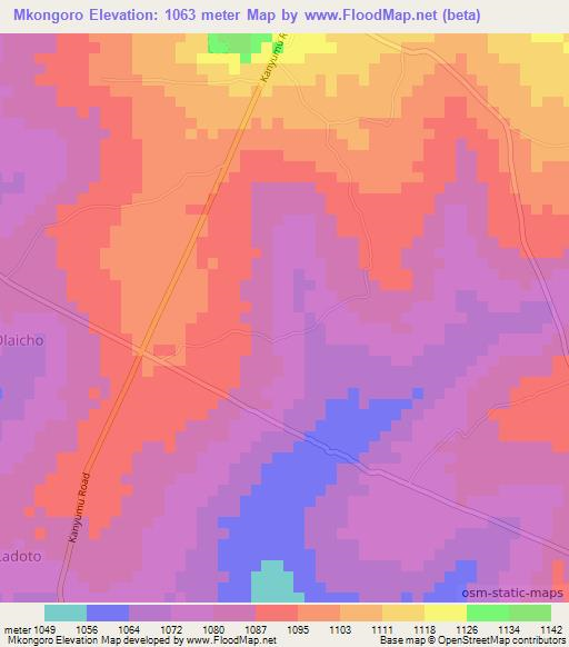 Mkongoro,Uganda Elevation Map