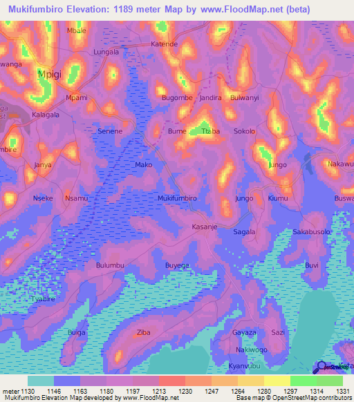 Mukifumbiro,Uganda Elevation Map