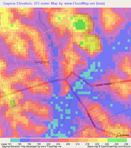 Gagnoa,Ivory Coast Elevation Map