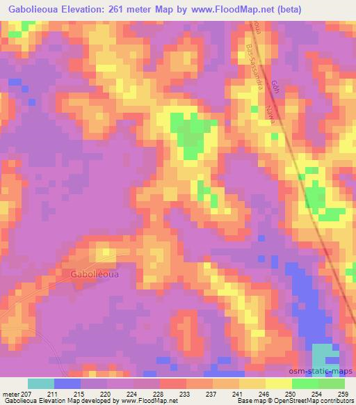 Gabolieoua,Ivory Coast Elevation Map