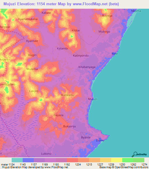 Mujuzi,Uganda Elevation Map