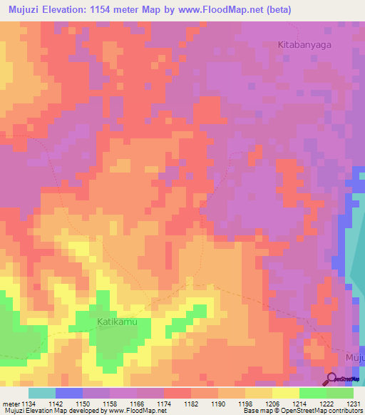 Mujuzi,Uganda Elevation Map