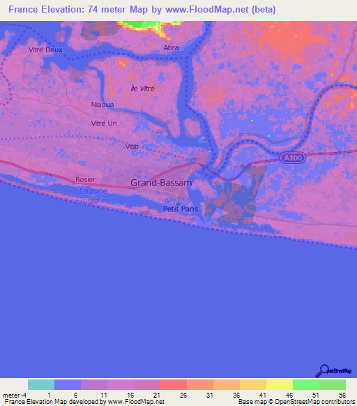 France,Ivory Coast Elevation Map