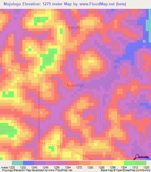 Mujulugo,Uganda Elevation Map