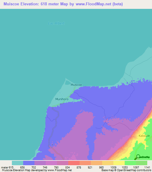 Muiscoe,Uganda Elevation Map