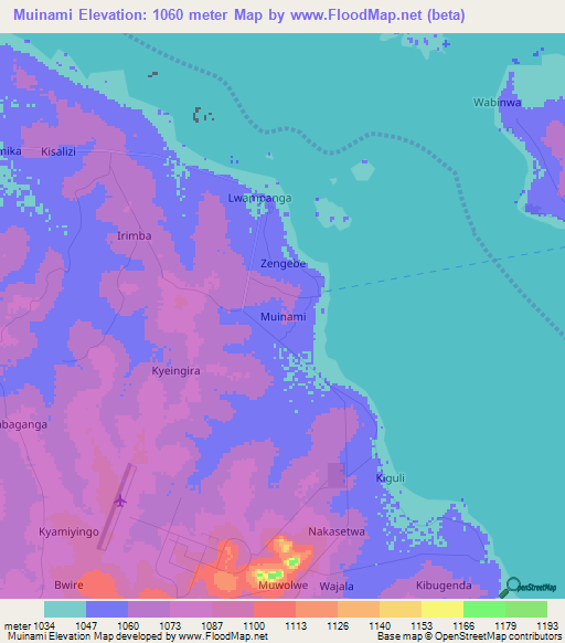 Muinami,Uganda Elevation Map