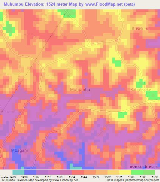 Muhumbu,Uganda Elevation Map
