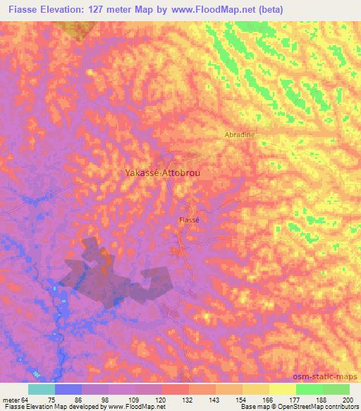 Fiasse,Ivory Coast Elevation Map