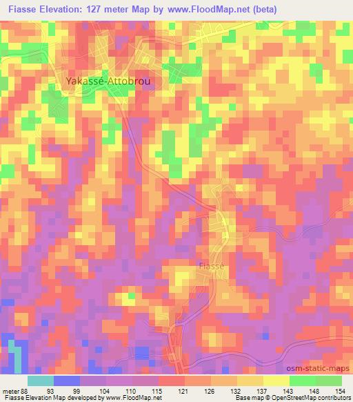 Fiasse,Ivory Coast Elevation Map