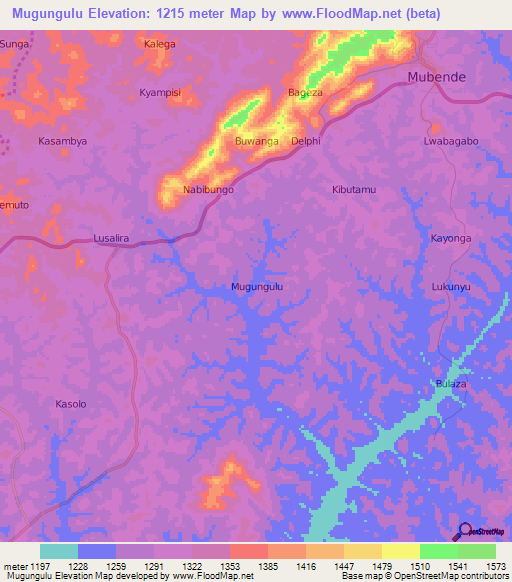 Mugungulu,Uganda Elevation Map