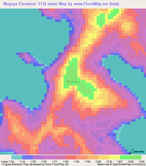 Mugoye,Uganda Elevation Map