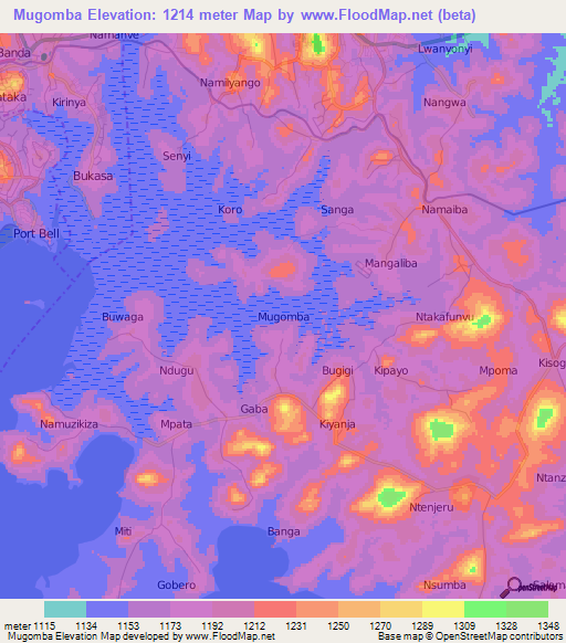 Mugomba,Uganda Elevation Map