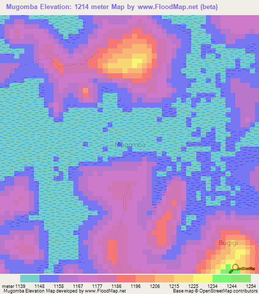 Mugomba,Uganda Elevation Map
