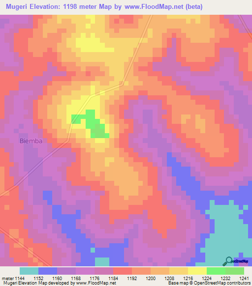 Mugeri,Uganda Elevation Map